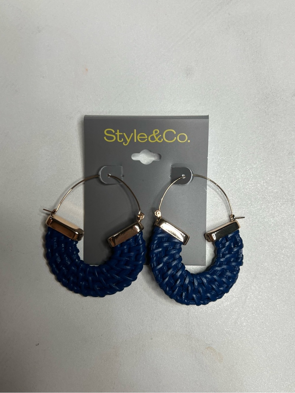 Style & Co. Braided Navy Hoop Earrings with Gold Accents